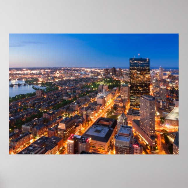 Poster Linha do horizonte de Boston ao anoitecer (Frente)