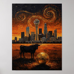 Poster Linha do Horizonte de Dallas Copa do Mundo Longhor