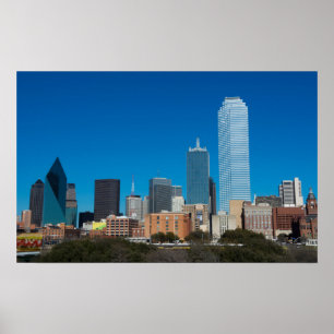 Pôster Linha do horizonte de Dallas Texas ao pôr do sol