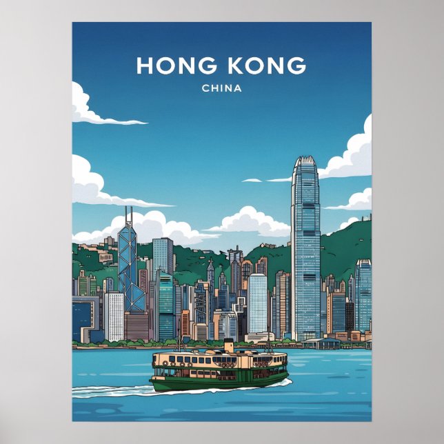 Poster Linha do horizonte de Hong Kong (Frente)