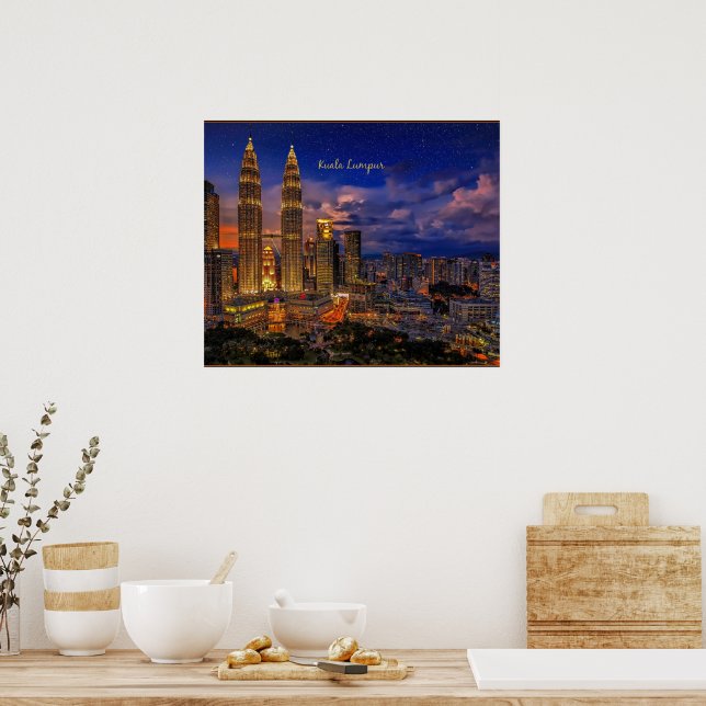 Poster Linha do horizonte Kuala Lumpur à noite (Cozinha)