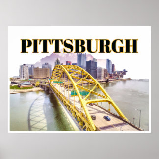 Poster Linha do horizonte Pittsburgh e Ponte Fort Pitt