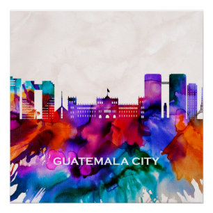 Pôster Linha do Skyline Cidade da Guatemala
