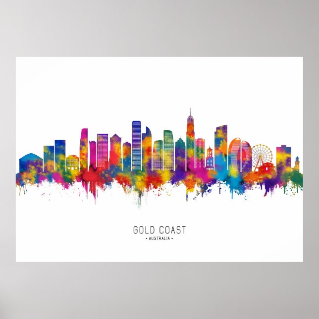 Poster Linha do Skyline da Austrália Dourada (Frente)