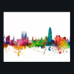 Pôster Linha do Skyline da Espanha de Barcelona<br><div class="desc">Impressão de arte aquática do horizonte de Barcelona,  Espanha</div>