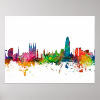Linha do Skyline da Espanha de Barcelona