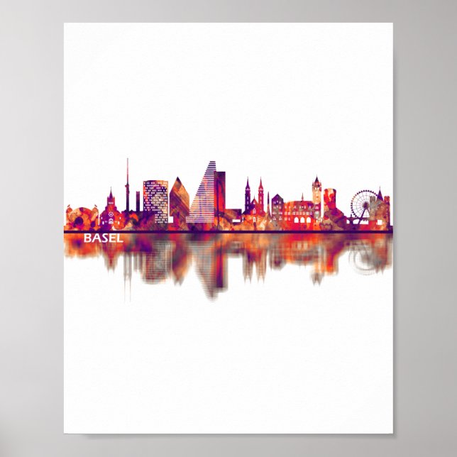 Poster Linha do Skyline da Suiça Basileia (Frente)