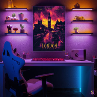 Poster Linha do Skyline de Londres - Arte Monocromática d
