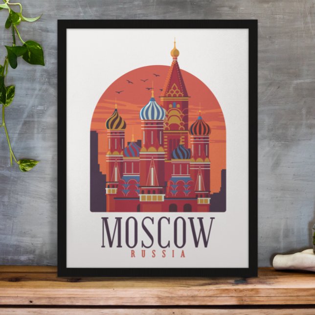 Poster Linha do Skyline do Kremlin na Rússia de Moscou (moscow russia skyline travel poster)