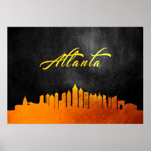Poster Linha do Skyline Dourada Atlanta Georgia