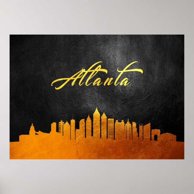 Poster Linha do Skyline Dourada Atlanta Georgia (Frente)