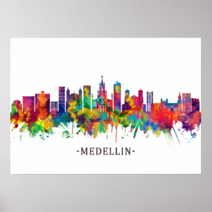 Poster Linha do Skyline Medellin Colombia