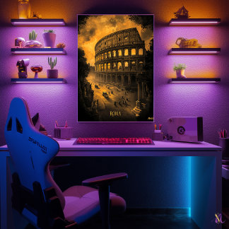 Poster Linha do Skyline Roma - Arte Monocromática do Carv