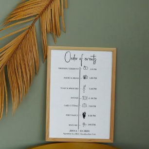 Pôster Linha do tempo de Casamento Moderno Minimalista
