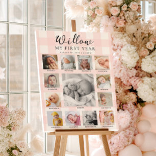Poster Linha do Tempo de Fotos do Primeiro Aniversário em