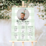 Poster Linha do tempo do primeiro aniversário do Gingham<br><div class="desc">Celebre os primeiros 12 meses do seu pequeno com este primeiro sinal de marco de aniversário. Personalize o sinal com as metas anuais do seu bebê. Para adicionar texto ao design,  basta selecionar o botão "Personalizar o computador" acima para obter recursos de personalização mais avançados.</div>