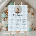 Poster Linha do Tempo do Primeiro Aniversário do Gingham<br><div class="desc">Celebre os primeiros 12 meses do seu pequeno com este primeiro sinal de marco de aniversário. Personalize o sinal com as metas anuais do seu bebê. Para adicionar texto ao design,  basta selecionar o botão "Personalizar o computador" acima para obter recursos de personalização mais avançados.</div>