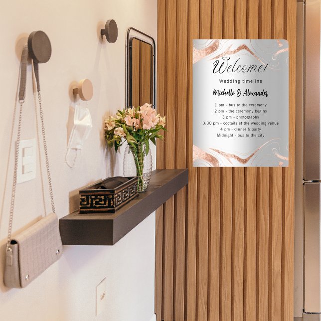 Poster Linha do tempo do programa de mármore dourado rosa (Criador carregado)