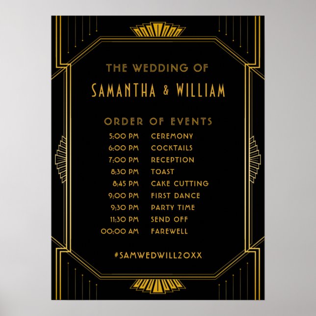 Poster Linha do tempo Dourado do casamento com a Deco Ele (Frente)