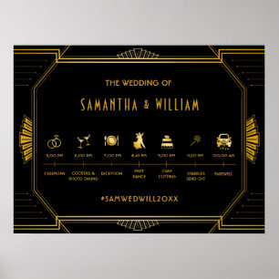 Poster Linha do tempo Dourado do casamento com a Deco Ele