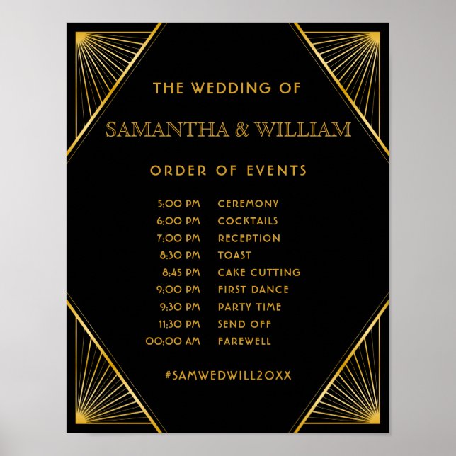 Poster Linha do tempo Dourado do casamento com a Deco Ele (Frente)