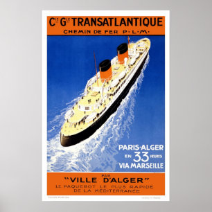 Poster Linha francesa posteres de viagens do navio de