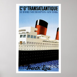 Pôster Linha francesa propaganda do navio do vintage