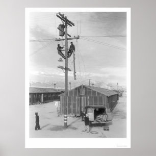 Pôster Linha grupo no trabalho em Manzanar 1943