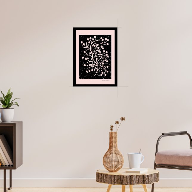 Poster Linha Jardim à Meia-Noite Rosa Soft (Sala de Estar 3)