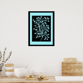 Poster Linha Jardim à Meia-Noite Turquesa Névoa