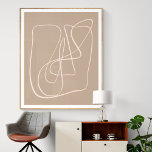 Poster Linha Marrom Abstrato Minimalista Contemporânea<br><div class="desc">Moderno e minimalista,  essa trabalho de arte contemporânea apresenta um desenho de abstrato em marrom esticado.</div>