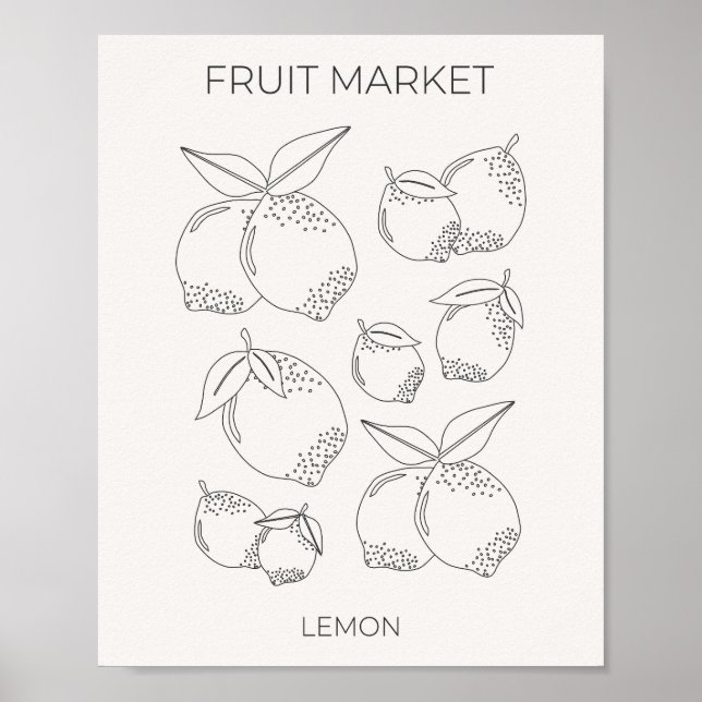 Poster Linha Mínima do Mercado da Fruta de Limão (Frente)