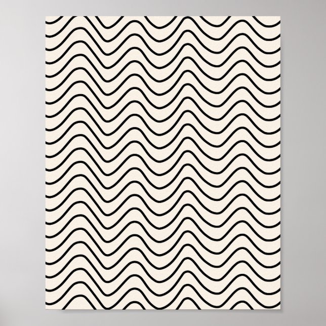 Poster Linha Mínima Padrão De Cevon Branco E Preto (Frente)
