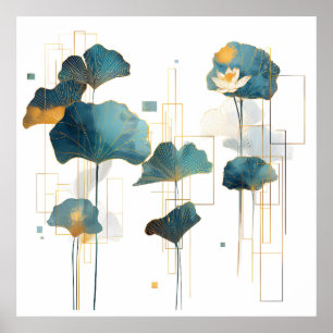 Poster Linha Minimalista Ginkgo Lotus Zen