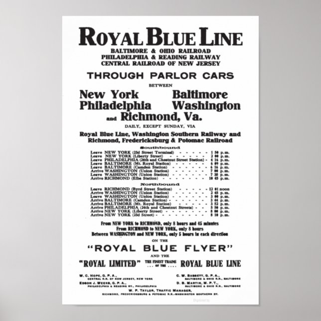 Poster Linha Real Blue Railroad 1908 (Frente)