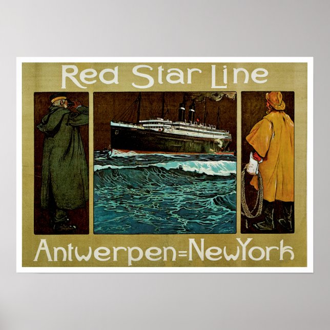 Pôster Linha Red Star ~ Antwerpen=Nova Iorque (Frente)