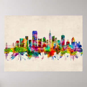 Poster Linha Skyline da Califórnia em São Francisco