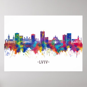 Poster Linha Skyline da Ucrânia Lviv