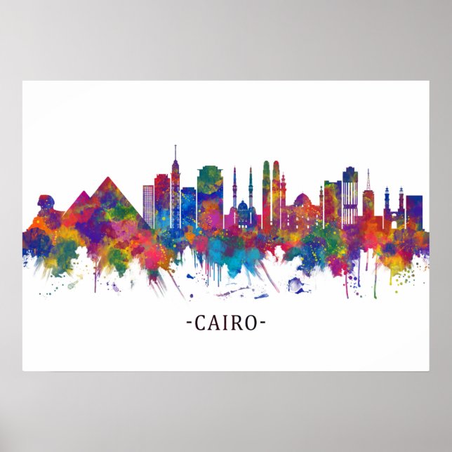 Poster Linha Skyline do Cairo no Egito (Frente)