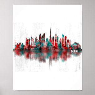 Poster Linha Skyline dos Emirados Árabes Unidos do Dubai