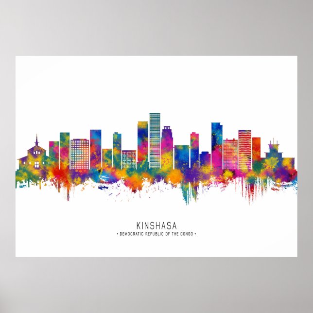 Poster Linha Skyline Kinshasa RD Congo (Frente)