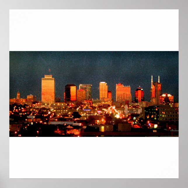 Poster - Linha Skyline Nashville em Sunset (Frente)