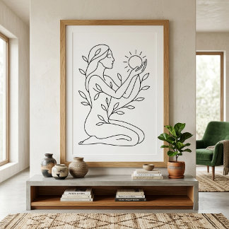 Poster Linha Solar Botânica Boêmia Moderna