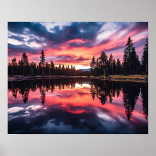 Poster Linha Sunset Lake & Tree
