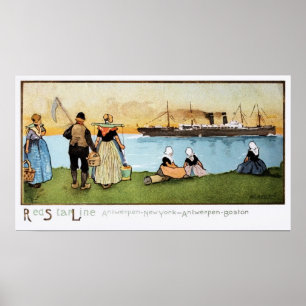 Pôster Linha vermelha Antuérpia New York Boston da