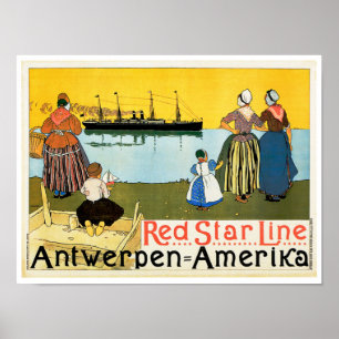 Poster Linha vermelha ~ Antwerpen-Amerika da estrela