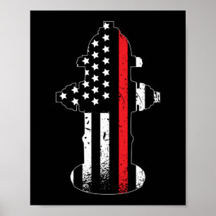 Poster Linha Vermelha fina de combate a incêndios