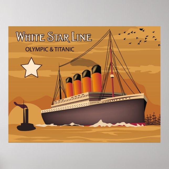 Poster Linha White Star, Olimpiadas e navio de alto mar T (Frente)