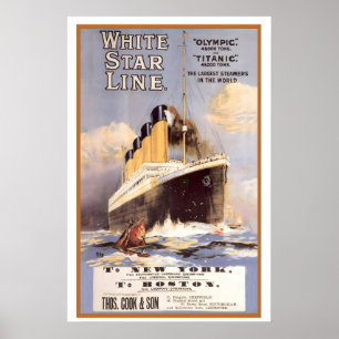 Poster Linha White Star Titanic Maiores Navios a Vapor no
