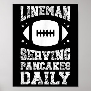 Poster Linhador de Futebol Americano Servindo Panquecas L